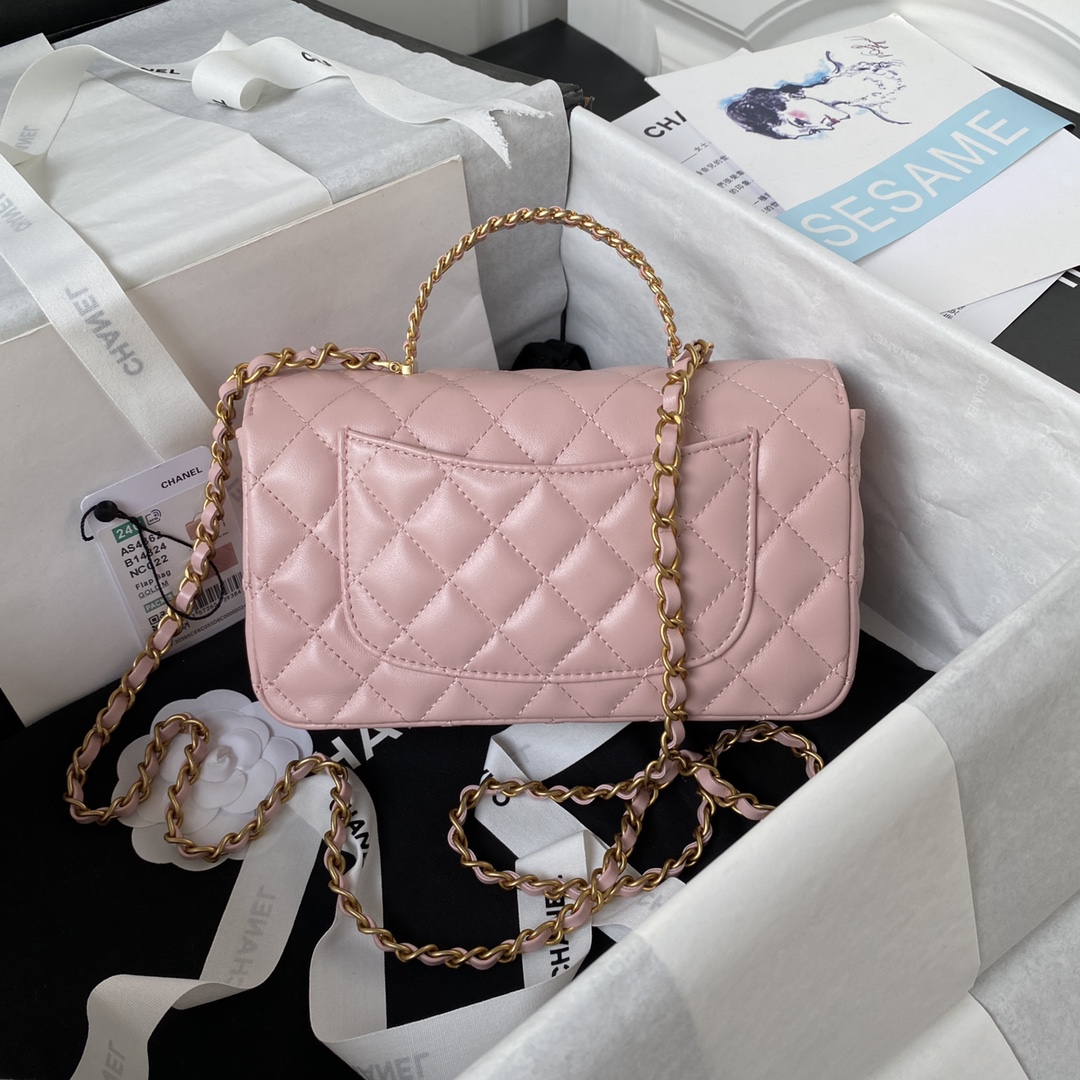 Lambskin Mini Flap Shoulder Bag AS4362 Pink